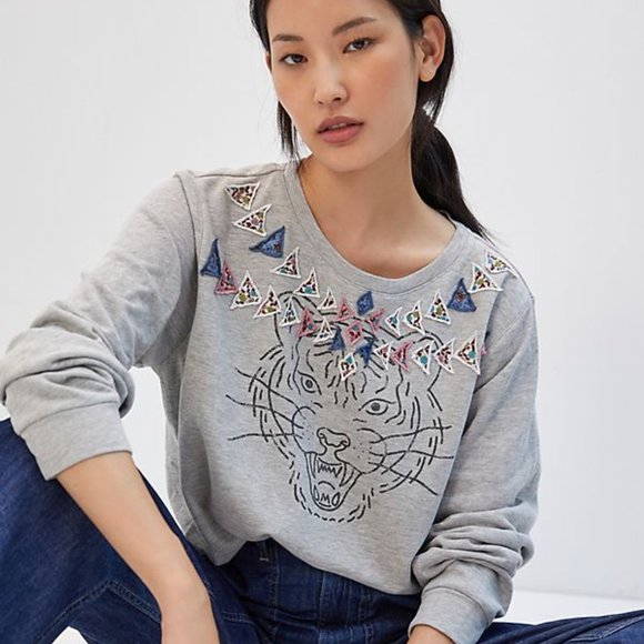 Anthropologie Tops - Anthropologie Luna Mercantile Co. Tiger Graphic Sweatshirt